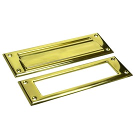 QCAA Solid Brass Mail Slot, with Solid Brass Interior Frame,10" x 3", Polished Brass, 1 Pack, Made in Taiwan