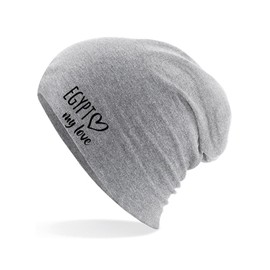 Huuraa Beanie Egypt My Love Unisex Hat Size for All Fans of Egypt Gift Idea for Friends and Family, heather grey