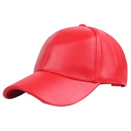 Foetest Adjustable Cap Baseball Cap Outdoors Casual Hat Sports Cap Leather Hat for Wen and Men Red