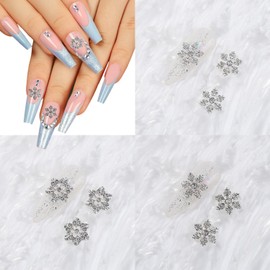 Tyuimhx 20Pcs Christmas Nail Charms 3D Silver Snowflake Nail Art Rhinestone for Acrylic Nails Alloy Snowflake Nail Charms Silver Metal Crystal Nail Jewels for Women DIY Christmas Winter Manicure