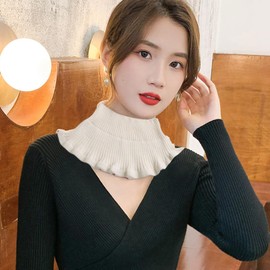 ZHEJIA Women's Knitted Collar Neck Warmer Scarf with Collar Turtleneck Knit Winter Cold Protection, white