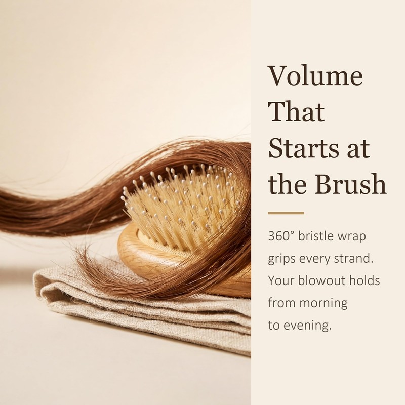TRENFI Boar and Nylon Bristle Oval Hair Brush Red Oak