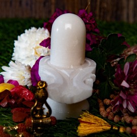 Wonder Care Marble Stone Shiva Lingam Statue Shiva Statue Handcrafted Shiva Lingham Stone White Shivling for Pooja |Puja Items for Home Décor- 3 Inches