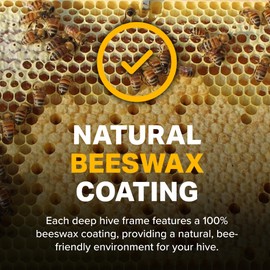 Mann Lake Premium Beekeeping Frames, Fully Assembled, Enhanced Max Wax Coating for Rapid Comb Drawing, Universal Fit, BPA & BPS Free, 6 1/4 Inches, Natural, 20-Pack