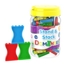 The Learning Journey Stand & Stack Dominoes | 28 Bright Multicolored Dominoes for Building, Stacking, and Tumbling | Educational Toy for Boys & Girls Ages 3+ | Award Winning Educational Toys