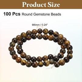HARFINGTON 100 piezas Cuentas naturales de piedra 6 mm Ojo de tigre amarillo redondo cuentas de piedras preciosas cuentas sueltas cuentas de piedras preciosas reales genuinas bolas lisas para hacer