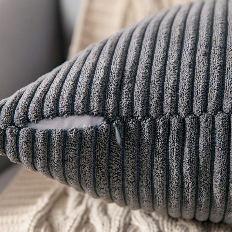 MIULEE Pack of 2 Corduroy Soft Solid Decorative Square Throw