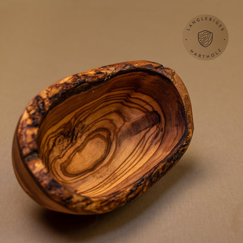 das Olivenholzbrett® Olive Wood Bowl with Natural Rim, Wooden Bowl,