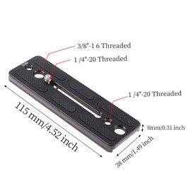FocusFoto Quick Release Plate 115mm for DJI Ronin SC Gimbal Stabilizer Camera Arca-Swiss Standard Tripod Ballhead (PU115)