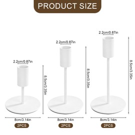 Set di 6 portacandele in metallo, 16/14/8,5 cm, 3 diverse altezze, per matrimonio, decorazione da tavolo, decorazione per camino e cene (bianco)