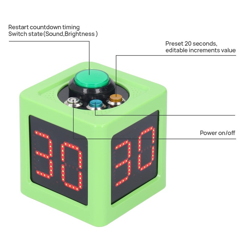 Cubes Timer, 4 Sided Seconds Countdown Timer, Digital Professional Chess