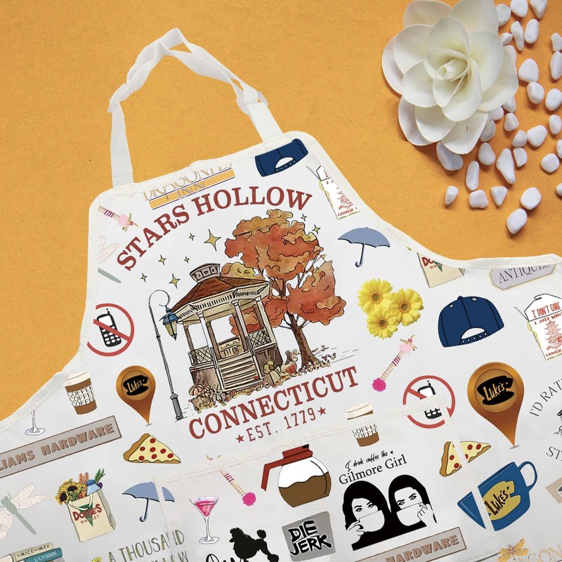 JTOUK Star Hollow Inspired Kitchen Apron Gilmore Fans Gift TV