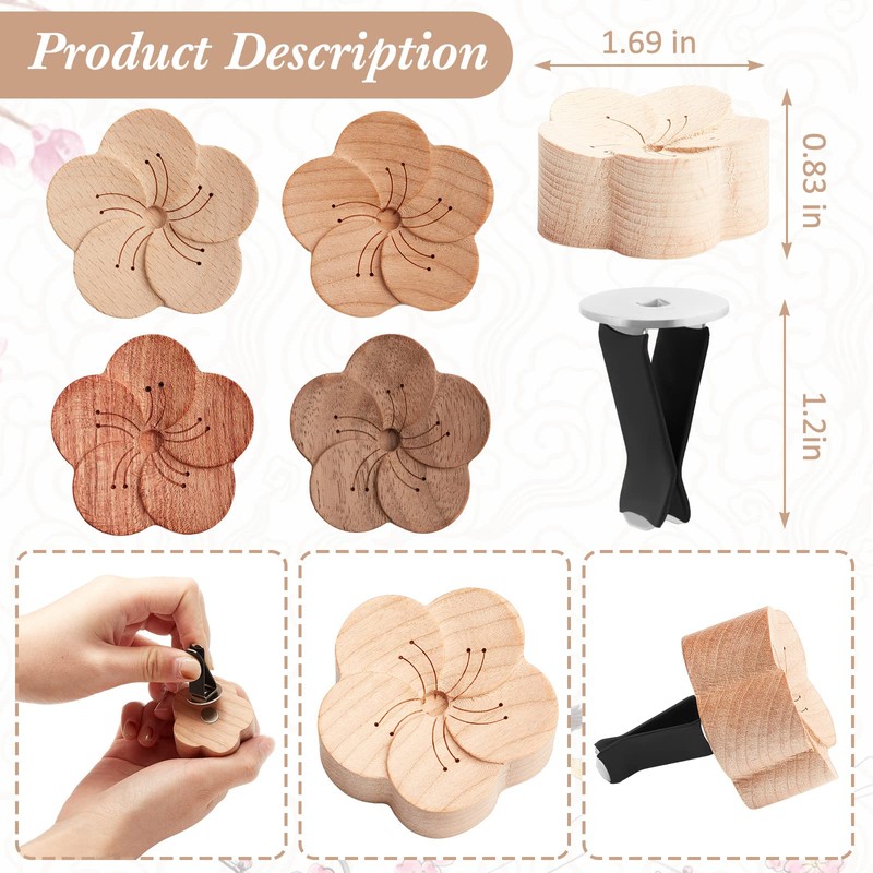 Zubebe Aroma Wood Essential Oil Diffuser 4 Packs Minimalistic Decor