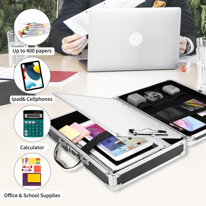 Pechor Clipboard with Storage Combination Lock Briefcase Clipboards Heavy Duty