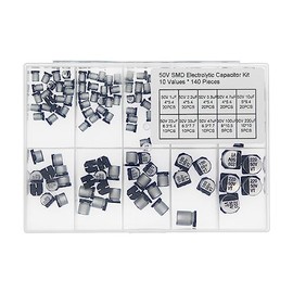 10 Values Total 140 Pieces 50V SMD Electrolytic Capacitor Kit 1uF 2.2uF 3.3uF 4.7uF 10uF 22uF 33uF 47uF 100uF 220uF