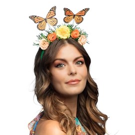 Boland 01434 - Butterfly Headband Tiara with Flowers, Accessories for Costumes, Theme Party, Carnival