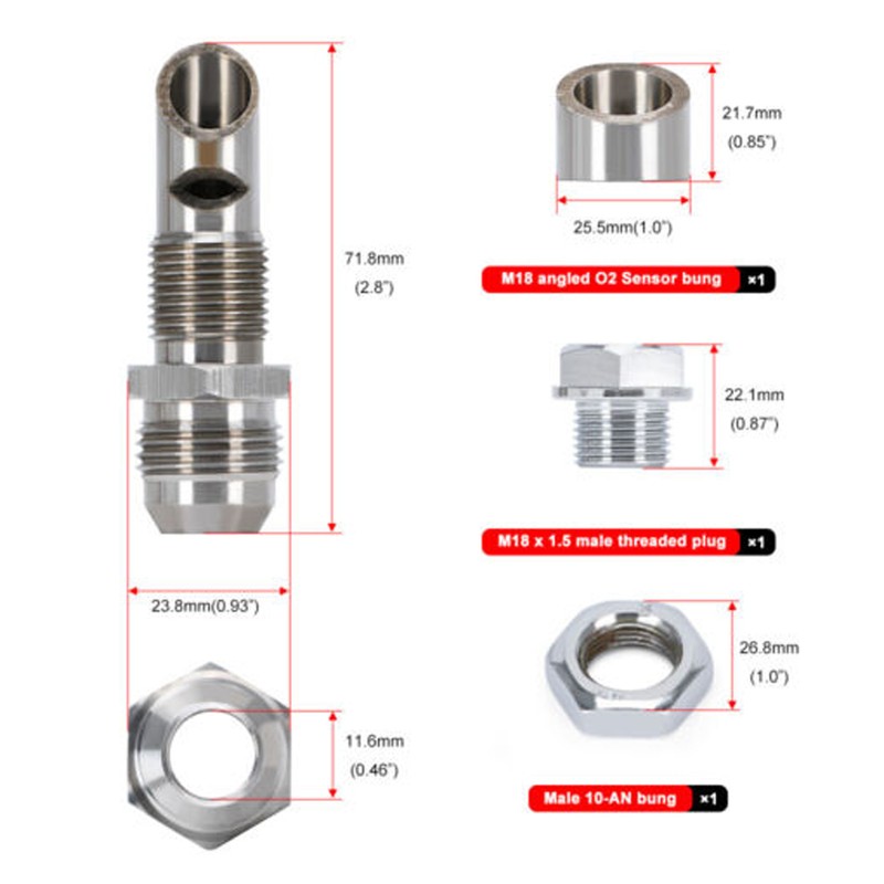 E VAC Scavenger Kit Stainless Steel Universal 10AN Bung M18