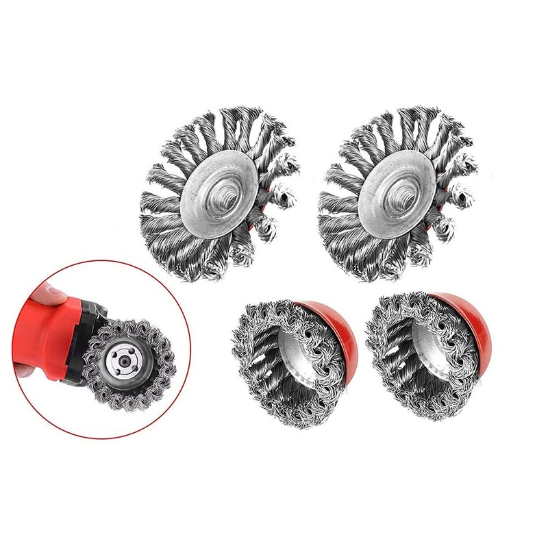 CENPEK 4 Pcs Twist Knot Semi Flat Wire Wheel Cup