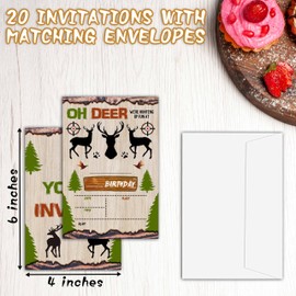 valucise Hunting Birthday Invitations For Boys Girls, Oh Deer Hunting Birthday Party Invitations, Fill In Invitation Cards, Birthday Party Favor Supplies (20 Invites With 20 Envelopes) -A40