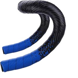 Bicycle Handlebar Tape, Road Bike Handlebar Tape, Left and Right Set, Anti-Slip Tape, Tail End Plug, Geometric Pattern (Blue Black)