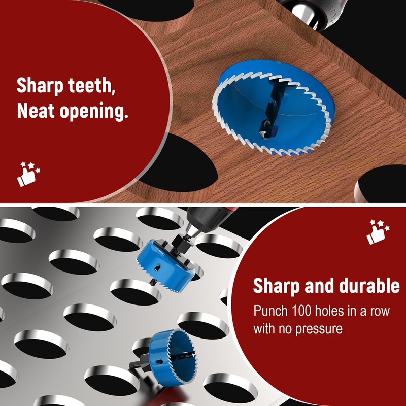 12-Piece Hole Saw Kit, Includes 8 Sizes (3/4" to 2-1/2"),