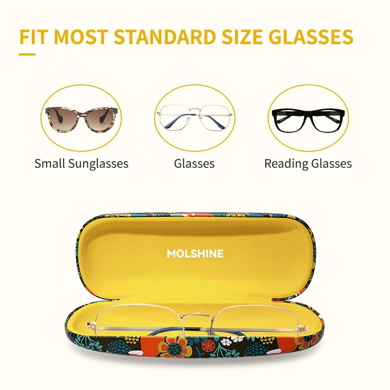 molshine Hard Shell PU Leather Glasses Case, Travel Portable Eyeglass