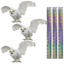 3PCS Fake Owl to Keep Pigeon Away from Balcony Flat Paper Garden Owl to Scare Woodpecker Away from House Hanging Plastic Owl with Reflective Tape Pigeons Scare Devices for Outdoor Porch Patio Roof