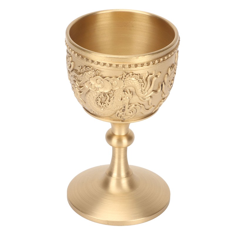 Gold Chalice Retro Embossed Style Thickened Brass Luxurious Elegant Luster