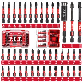 P.I.T. Impact Screwdriver Bit Set,Magnetic 42 pcs Driver Bit Set,S2 Steel Screwdriver Impact Kit With a Storage Box,1/4 Hex Shank Slotted/Torx/Phillips/Hex/Bit Holder Used for Power Screwdrivers
