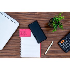 3 Pads of 100 Neon Pink Sticky Notes 76mm x 127mm