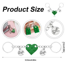 XIHIRCD Matching Brick Heart Keychain for Couples, Custom Couple Key Chain Pinky Promise Pendant Cute Couple & Friendship Gifts for Boyfriend Girlfriend Friend Couples(Green)