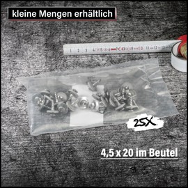 SCREW REBEL Plumber Screws 4.5 x 20 mm Stainless Steel A2 Stainless Steel with EPDM Sealing Washer Diameter 15 mm TX 20 Pack of 25