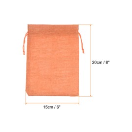 HARFINGTON 5pcs Small Burlap Bags with Drawstring, 6" x 8" Gift Bag Jewelry Pouches for Wedding Party Presents Festival Favors, Orange
