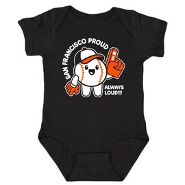 San Francisco Proud, Always Loud Kid's Baby Bodysuit for Baseball Fans (Black, 18M)