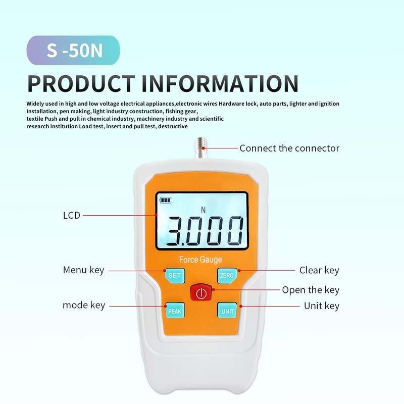 Digital Force Gauge Push and Pull Meter Dynamometer Tension Pressure