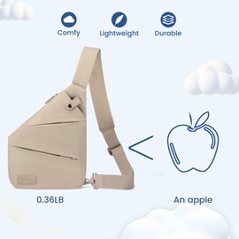LOVEVOOK Anti Theft Crossbody Bag, Travel Sling Bag for Women and Men, Chest Shoulder Bag, Khaki