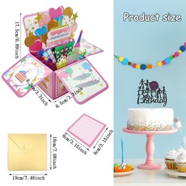 Yharnamite Pop Up Happy Birthday Card, 3D Happy Birthday Card, Paper Pop Up Birthday Cards with Blank Card and Envelope, Adults and Kids Funny Happy Birthday Pop Up Card for Men and Women All Ages (D)