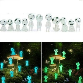 Fonyiunce Pack of 20 Forest Spirits Garden Decoration, Luminous Garden Decoration Figures, Mini Resin Glow in Dark Tree Ghost Ghost, Luminous Garden Decoration Elves Tree Ghosts, for Garden, Miniature