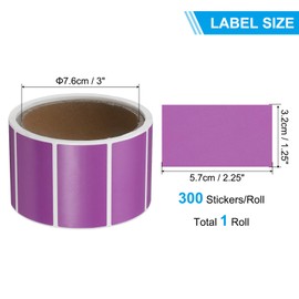 PATIKIL Colored Thermal Labels 2.25x1.25 Inch, 300 Pcs Color Direct Thermal Printer Sticker Label Rectangle Adhesive Paper Sticker Roll for Shipping Address Mailing Name, Purple