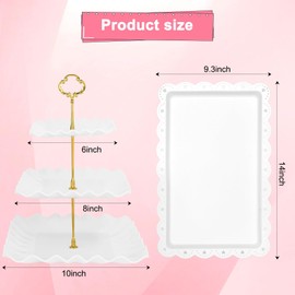 5 Pcs Dessert Table Display Set - 2 Pcs 3-Tier Dessert Display Stands & 3 Pcs Serving Tray - Dessert Trays Dessert Stands Treat Table Displays Set for Tea Parties,Birthdays & Baby Showers