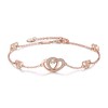 DESIMTION Double Heart Anklet with Rose Gold Plating for Women,