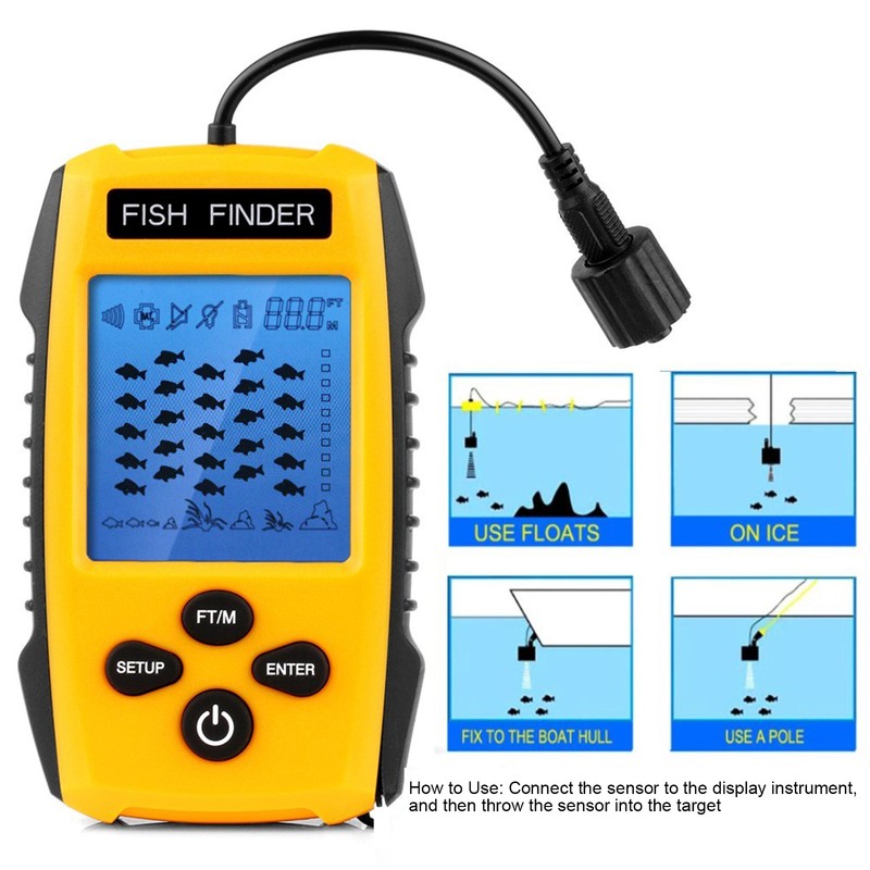 Fish Finder LCD LED Visual Echo Sounder Alarm Fishing Transducer