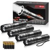 LED Flashlights High Lumens 4 Pack, Powerful Tactical Flashlight With