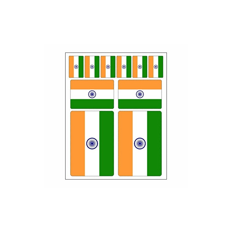 Set of 10 Flag Stickers India Car Sticker