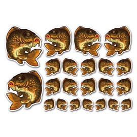 A5 Sticker Sheet Carp Vinyl Stickers - Freshwater Fish Fishing Kids Animals Scrapbooking Decoration Label Friend Girls Boys Aesthetic #70617