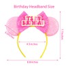 YOWOCAL Sequin Birthday Mouse Ears Headband,Pink Park Ears Princess mouse