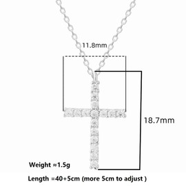 Mgezgi 925 Sterling Sliver Neckalce,Diamond Cross Necklaces for Women,Pendant Necklace Dainty Simple Cross Necklace,Choker Necklaces Trendy Jewelry