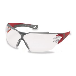 uvex pheos cx2 Safety Glasses - Scratch-Resistant, Anti-Fog Work Glasses - Red/Grey