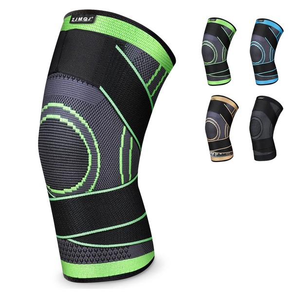 ZJMQJ Knee Sleeve, Professional Knee Brace with Removable Adjustable Straps, Premium Compression Support for Arthritis Pain, Running Safety, Cross Fitness Training, Men's/Women's (2,GREEN,XXL)
