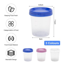 UOCAI Pack of 12 120 ml Jars with Measuring Scale, Food Storage Containers with Lid, Small Small Containers with Lid, Plastic Mini Storage Jars with Measuring Scale, Reusable, Small Plastic Jars